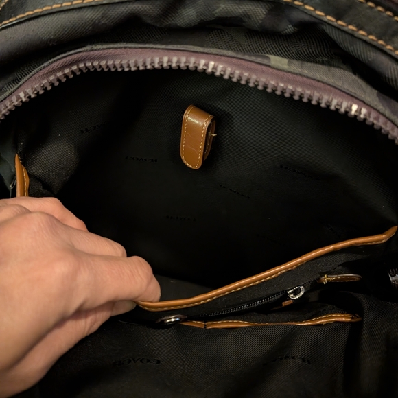 Coach BackPack, Green Army Camouflage with Orange and Purple Accents - Picture 5 of 6